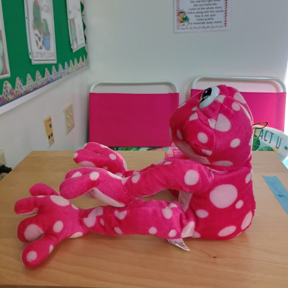 Burton Burton Kiss Me long legs & Arms polka dot Sitting pink plush frog ๐ธ 13in - Picture 5 of 16